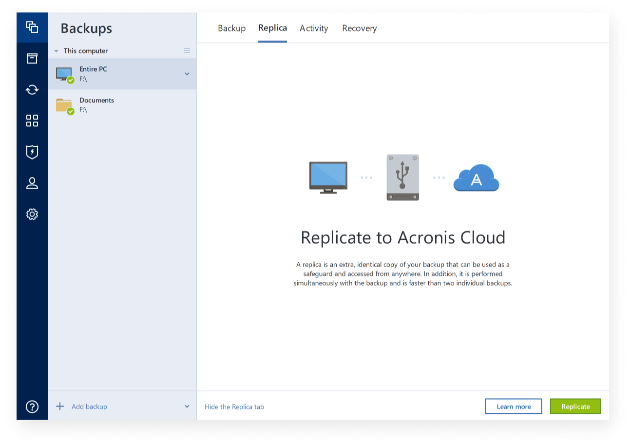 Acronis True Image 2020 - Replicate Backup to Acronis Cloud