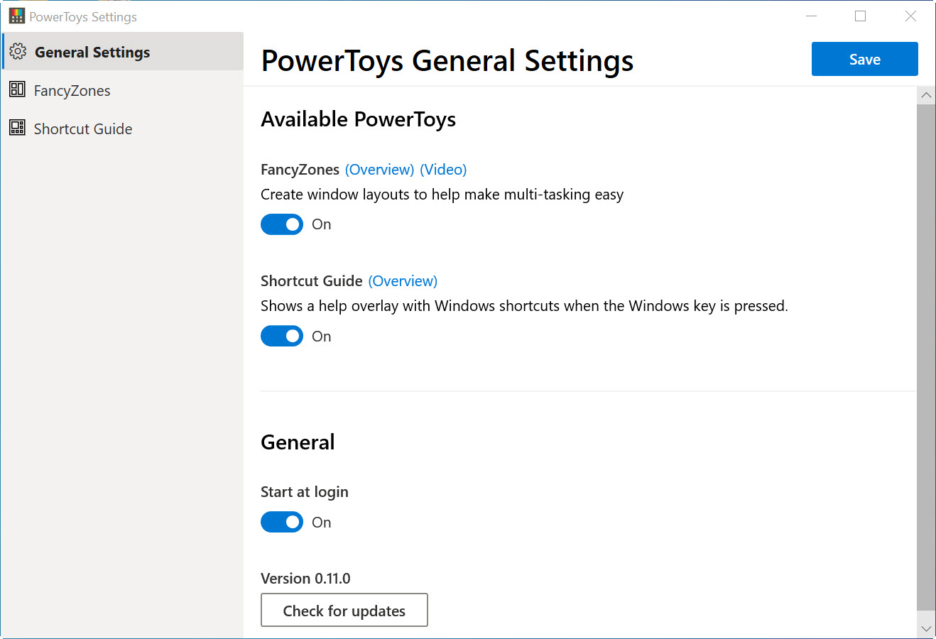 PowerToys for Windows 10 - Main Interface