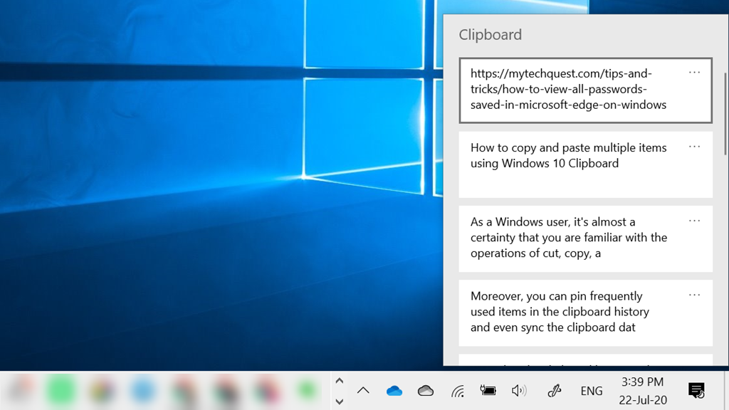 How to copy and paste multiple items using Windows 10 Clipboard