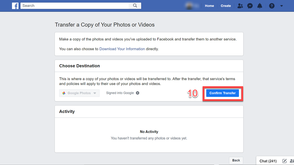How to copy photos or videos from Facebook to Google Photos